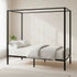 4 Four Poster Single Bed Frame Steel Construction Black 300kg Capacity