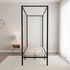 4 Four Poster Single Bed Frame Steel Construction Black 300kg Capacity