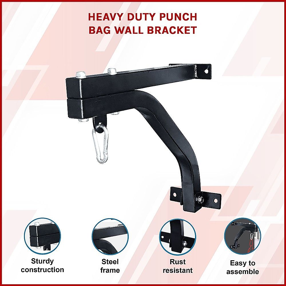 Heavy Duty Punching Bag Wall Bracket Steel Boxing Holder 100kg Black Gym