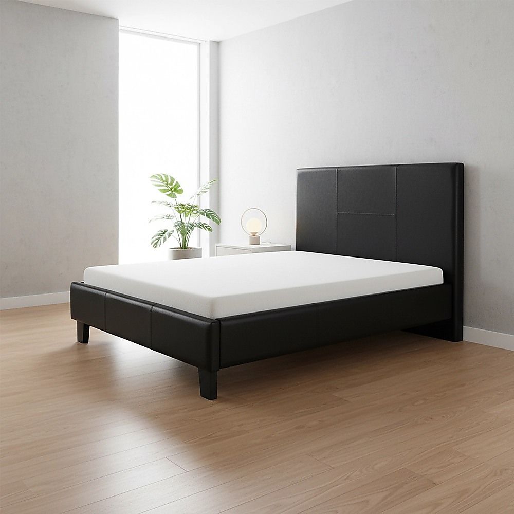 King Single PU Leather Bed Frame Black