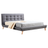 Queen Linen Fabric Deluxe Bed Frame Grey