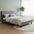 King Single Linen Fabric Bed Frame Grey