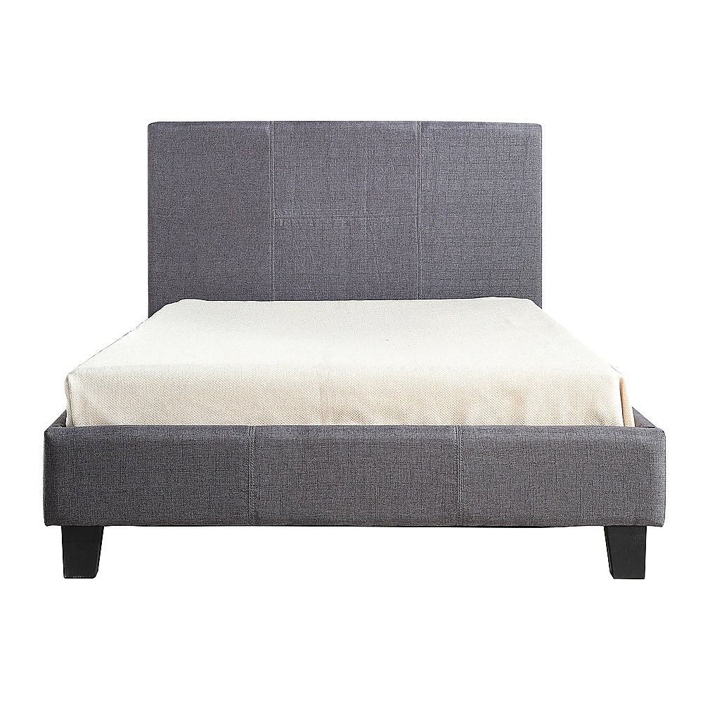 King Single Linen Fabric Bed Frame Grey