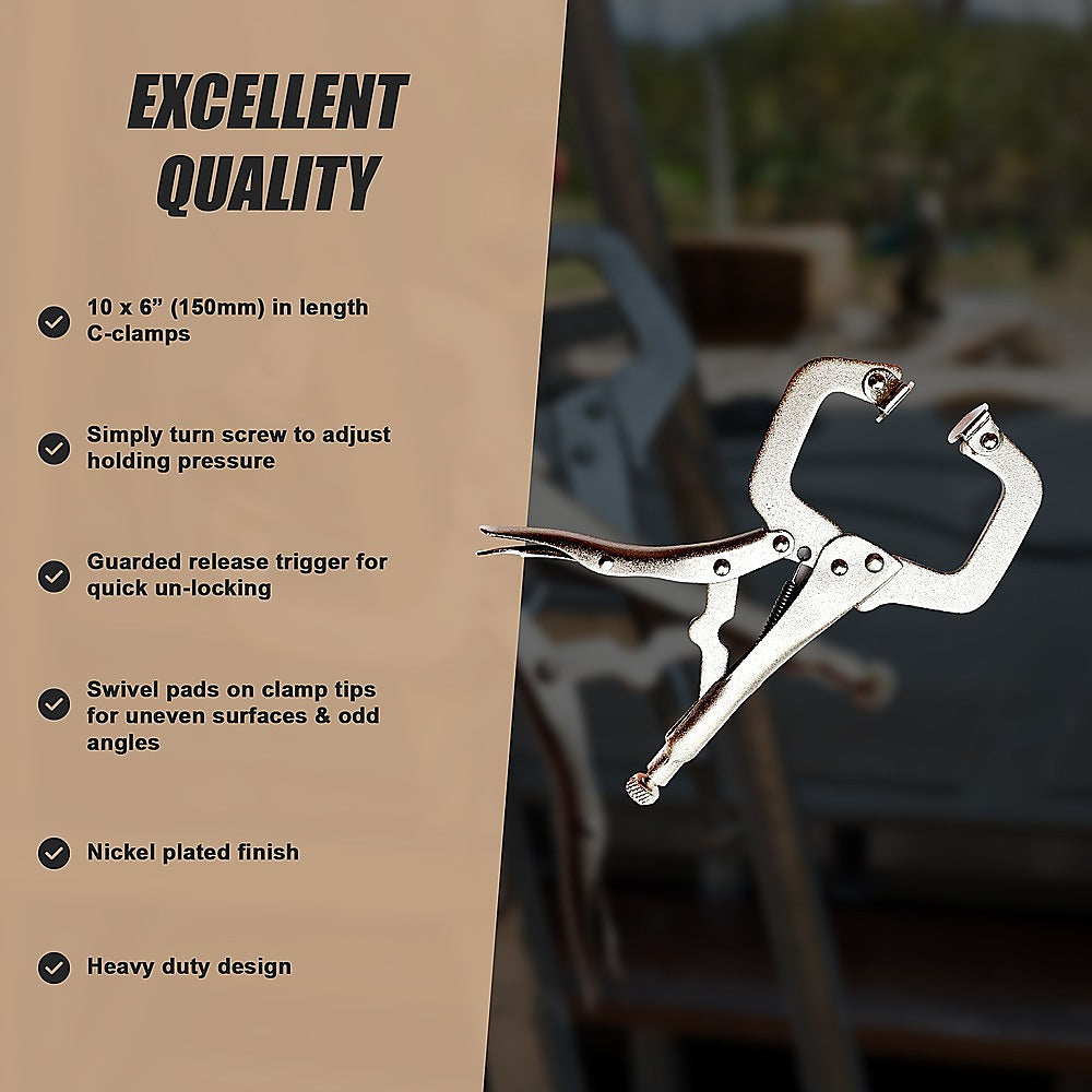 10pc Heavy Duty Steel C-Clamps 6