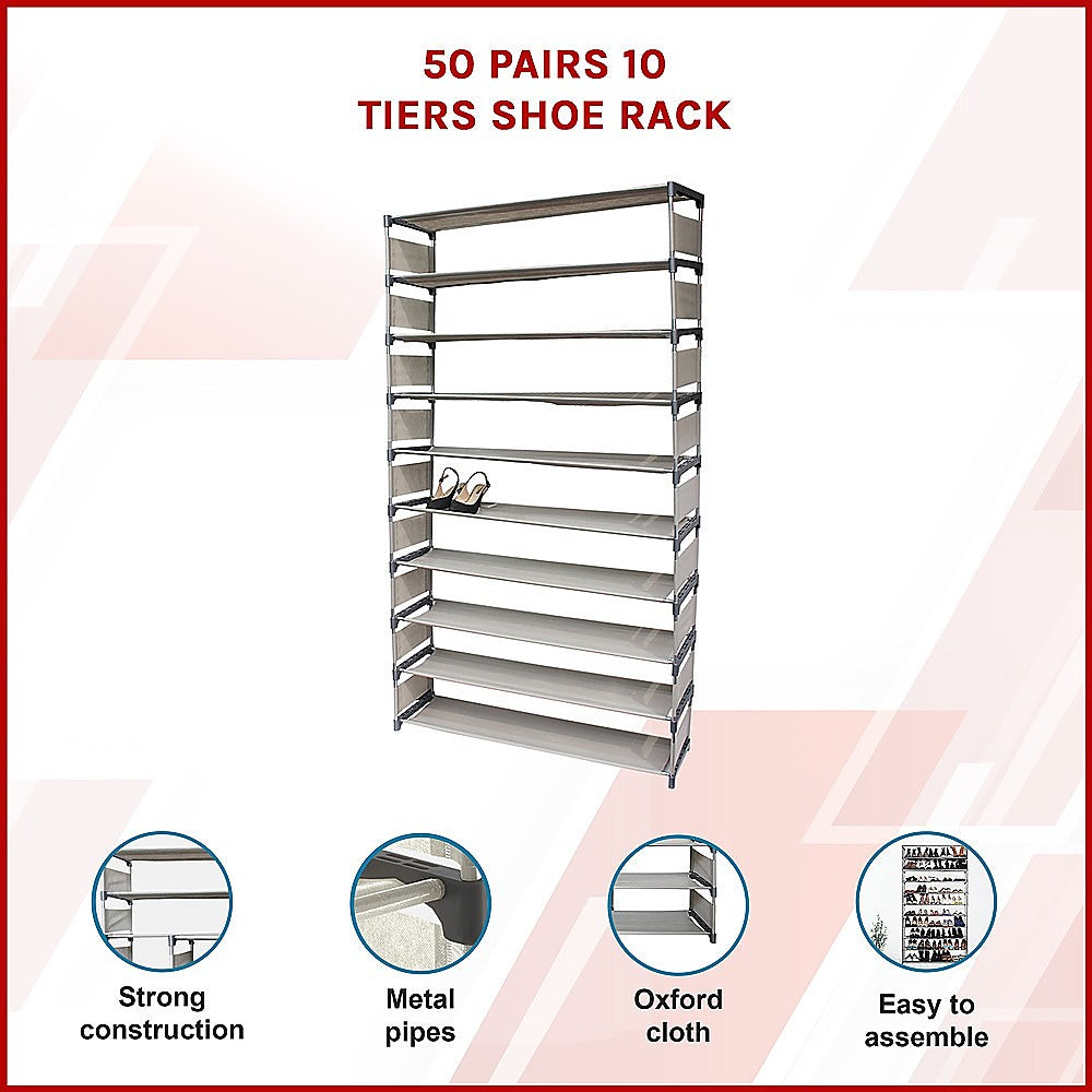 50 Pairs 10 Tiers Shoe Rack