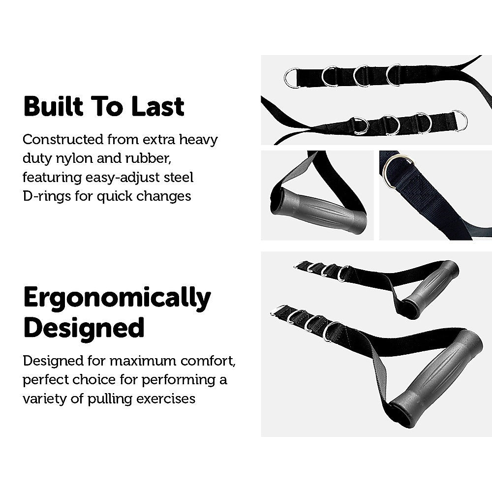 2x Adjustable Nylon Cable Handles – Home Gym Attachment for Strength Training