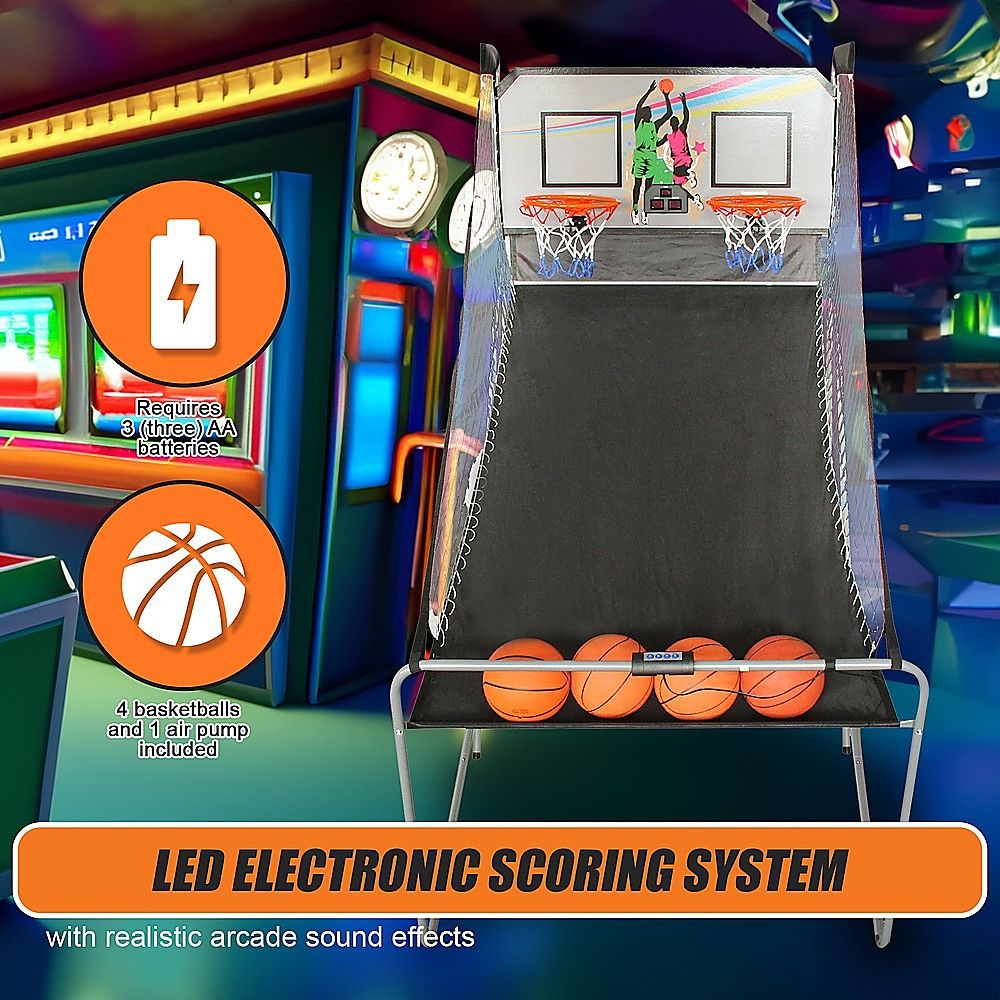Arcade Basketball Game 2-Player Electronic Sports, LED Scoring System Set