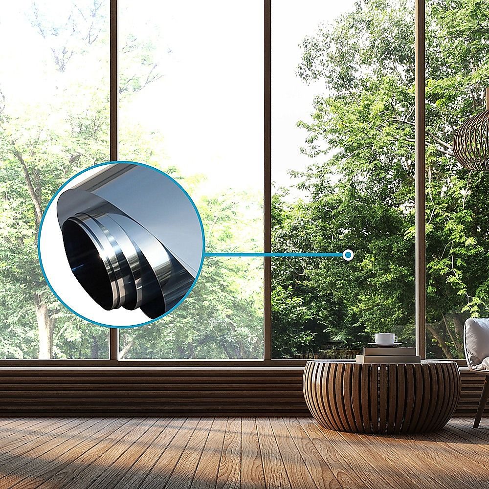 One Way Mirror Window Tint Film Silver Privacy Heat Glare Control 24ft x 2ft