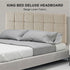 Linen Fabric King Bed Deluxe Headboard Bedhead - Beige