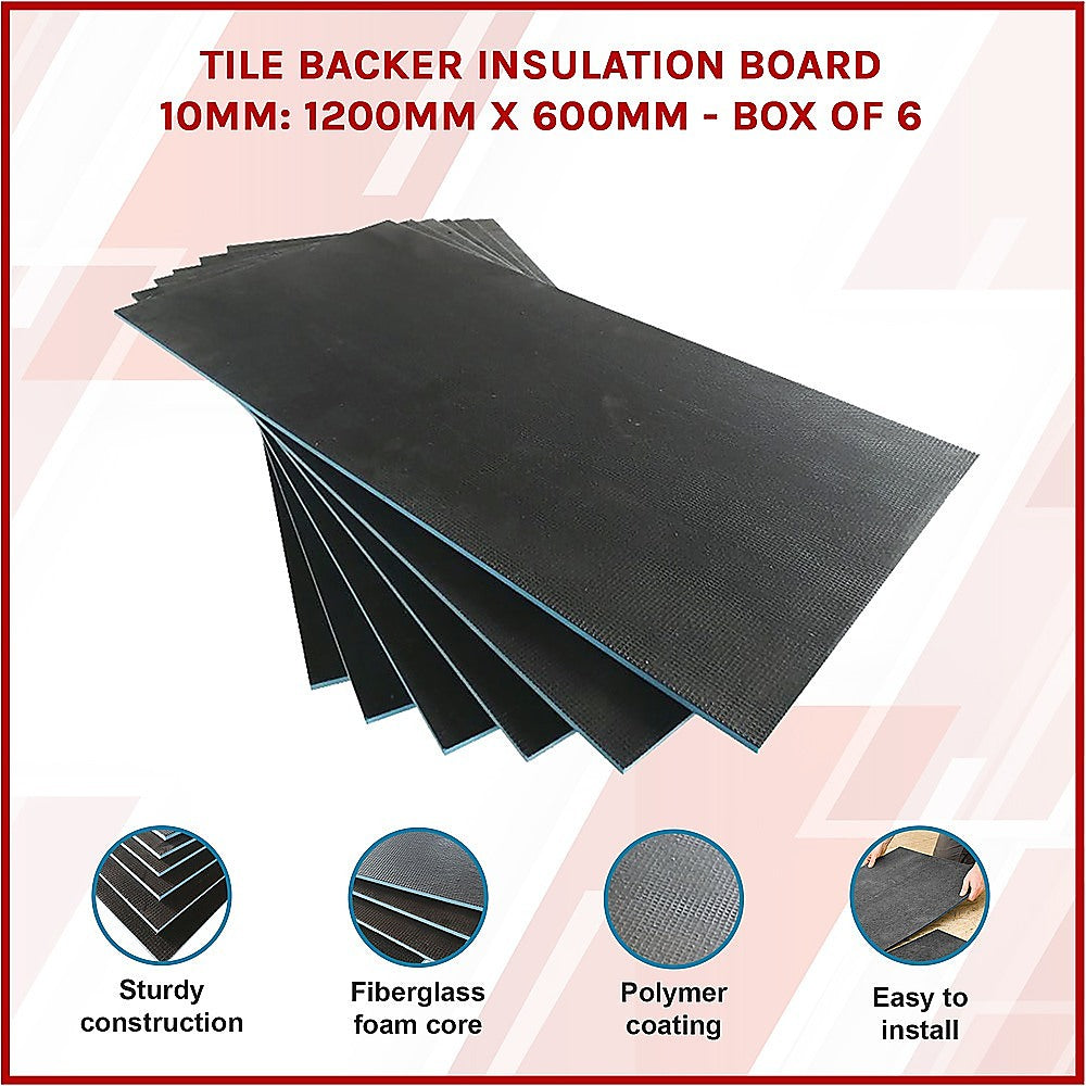 Tile Backer Insulation Board 10MM: 1200mm x 600mm - Box of 6