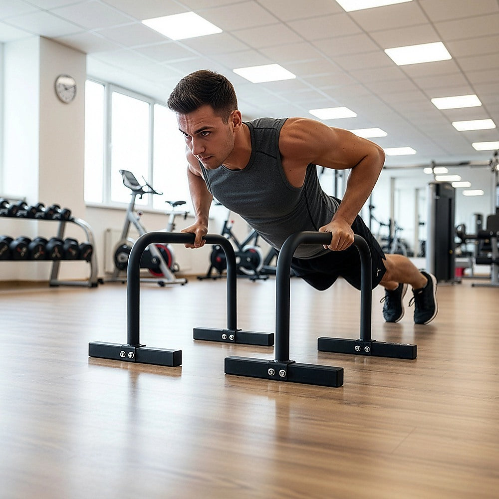 Steel Parallette Bars for Push Ups, Dips & Calisthenics Home Strength Training