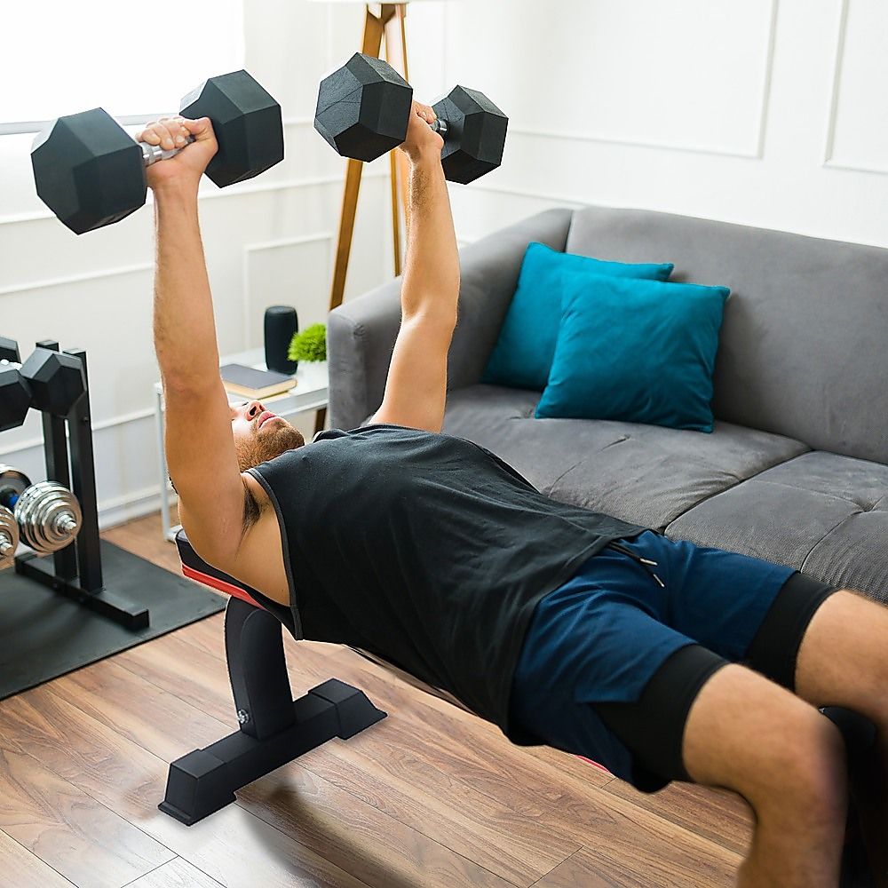 Commercial Flat Weight Lifting Bench, 300kg Rated, Padded Top, Steel Frame