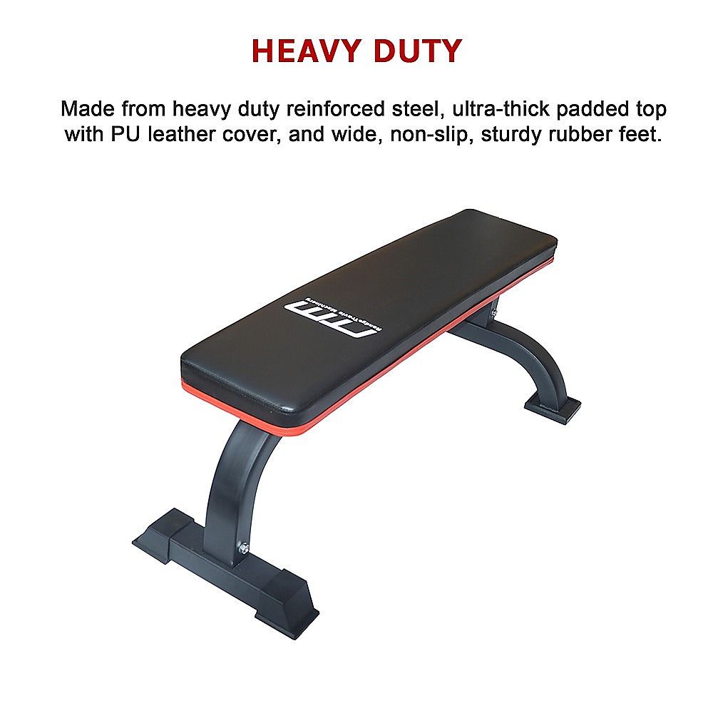 Commercial Flat Weight Lifting Bench, 300kg Rated, Padded Top, Steel Frame