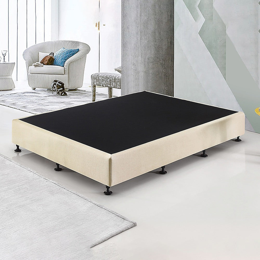 Queen Ensemble Bed Base Platinum Natural Sand Linen Fabric