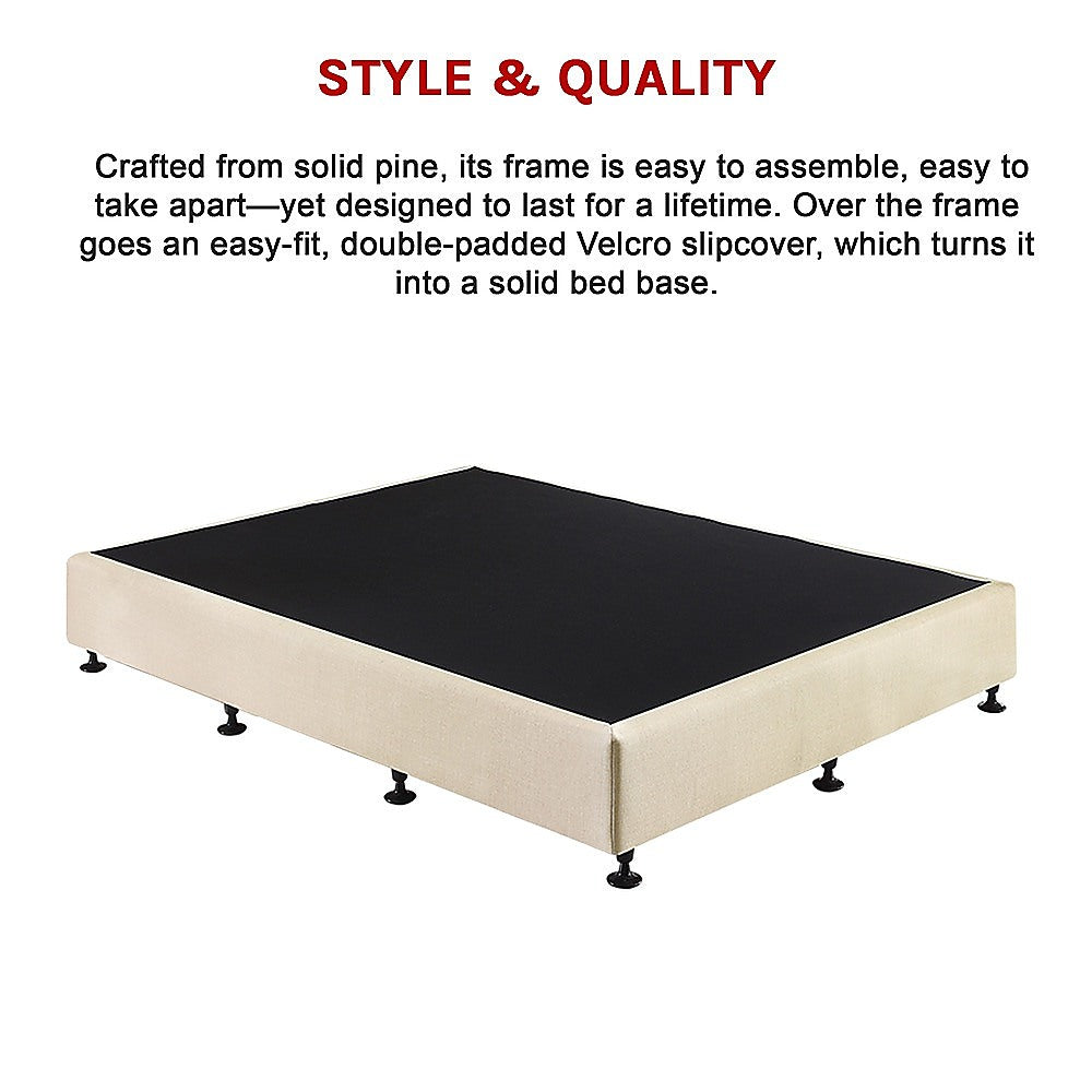 Queen Ensemble Bed Base Platinum Natural Sand Linen Fabric