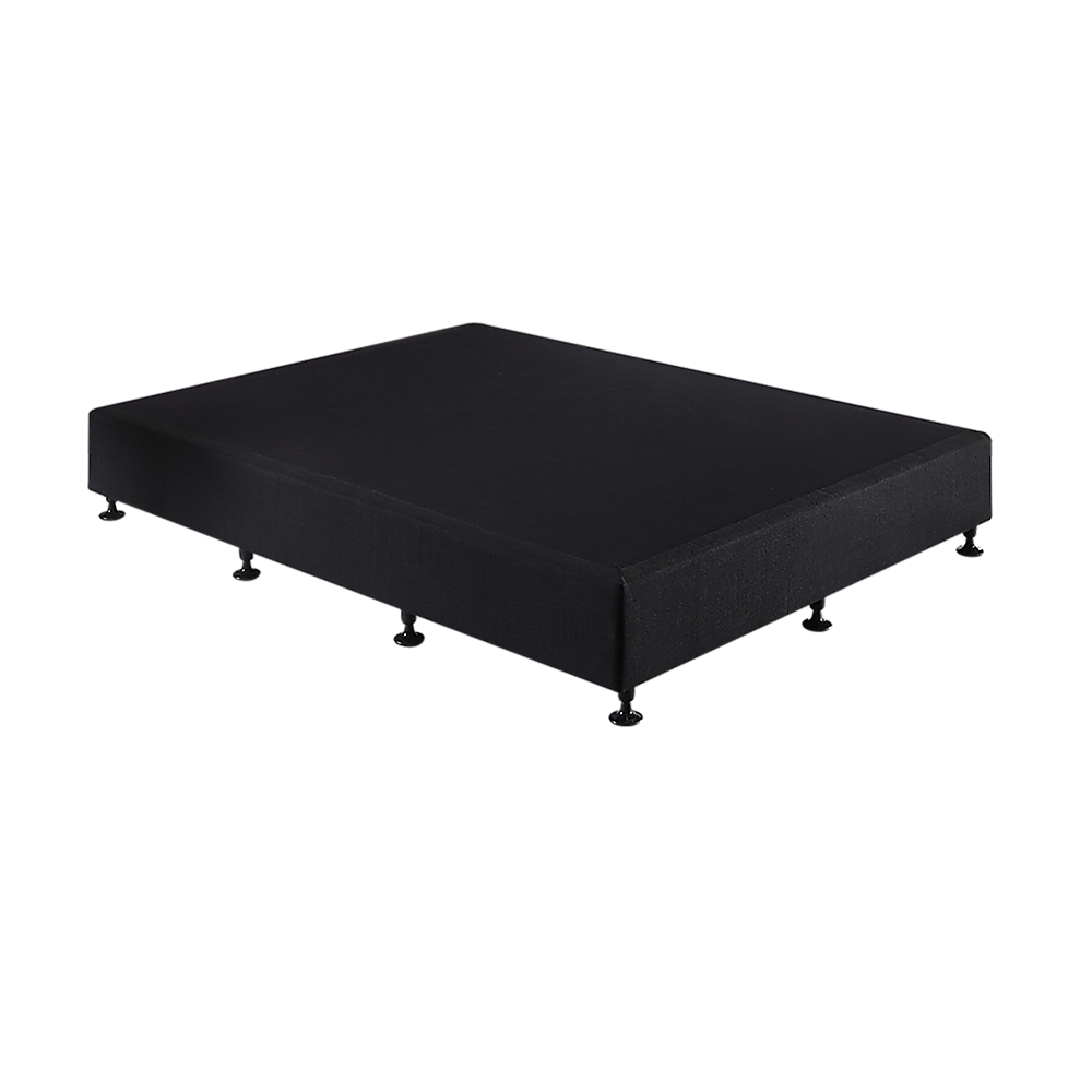 Queen Ensemble Bed Base Midnight Black Linen Fabric