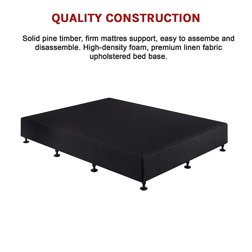 Queen Ensemble Bed Base Midnight Black Linen Fabric