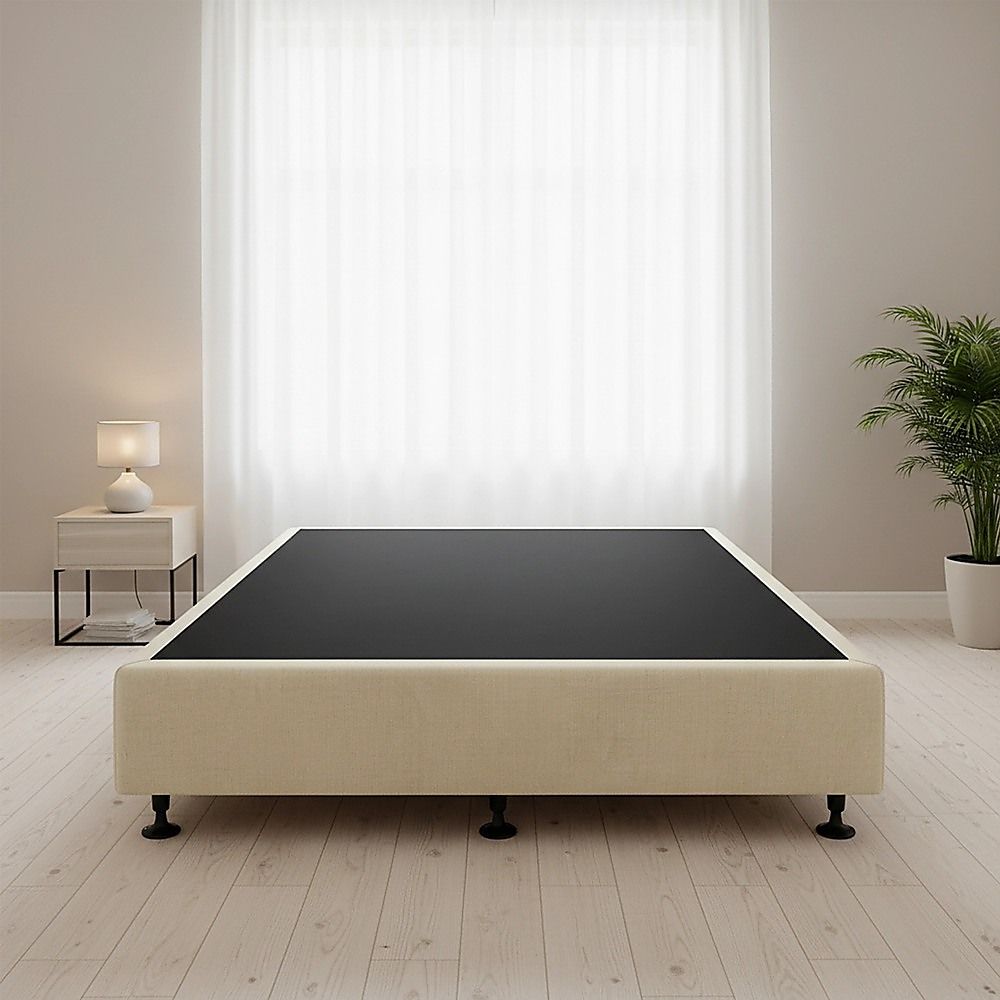 Palermo King Single Ensemble Bed Base Platinum Natural Sand Linen Fabric
