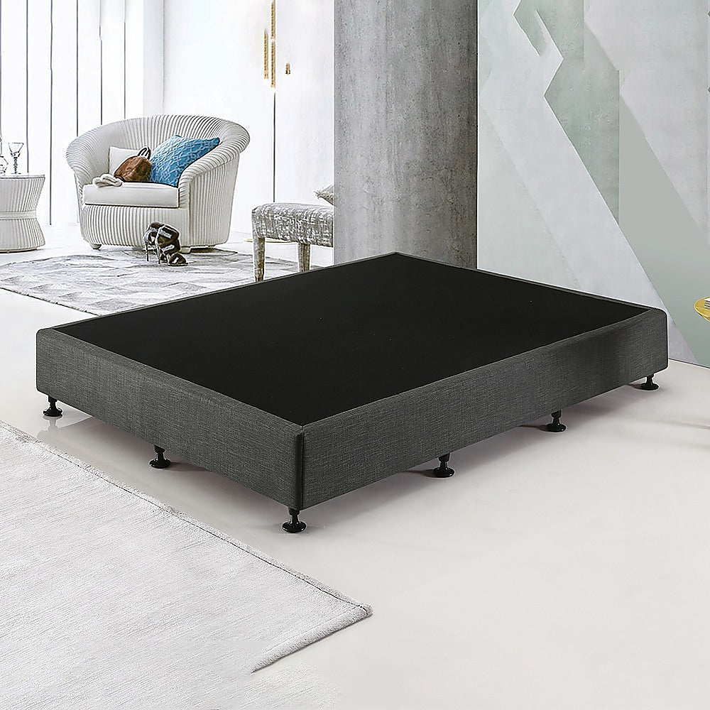 King Single Ensemble Bed Base Platinum Graphite Linen Fabric