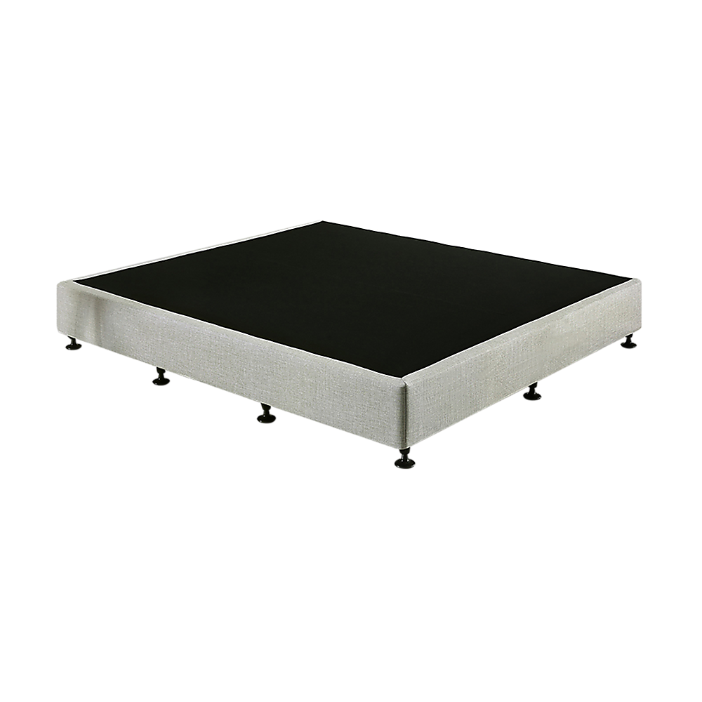 King Single Ensemble Bed Base Platinum Light Grey Linen Fabric