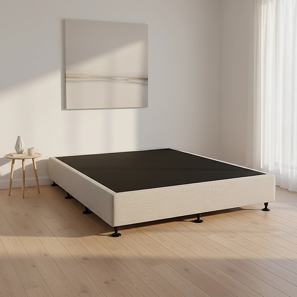 King Single Ensemble Bed Base Platinum Light Grey Linen Fabric