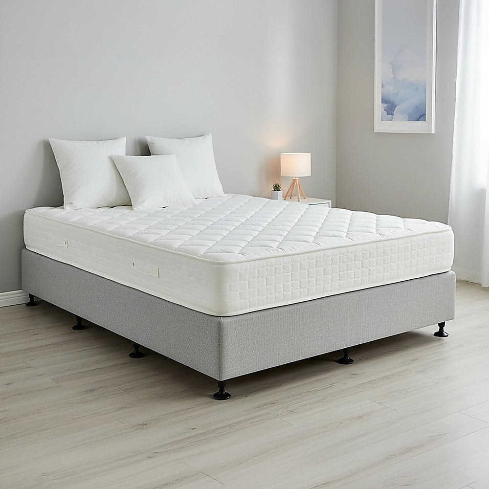 King Single Ensemble Bed Base Platinum Light Grey Linen Fabric