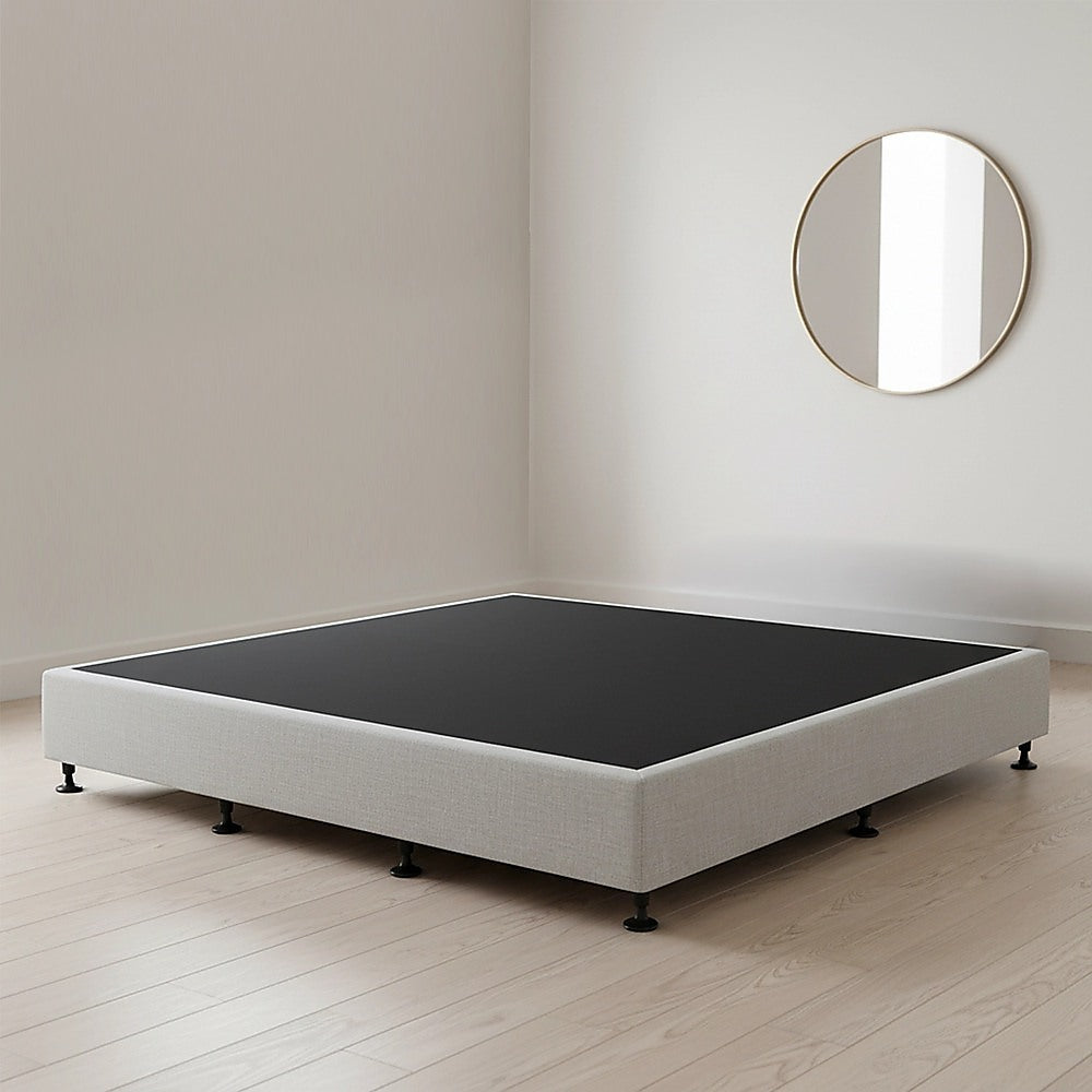 King Single Ensemble Bed Base Platinum Light Grey Linen Fabric