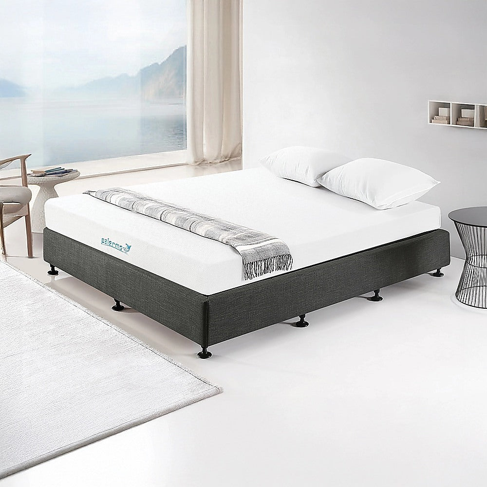 King Ensemble Bed Base Platinum Graphite Linen Fabric