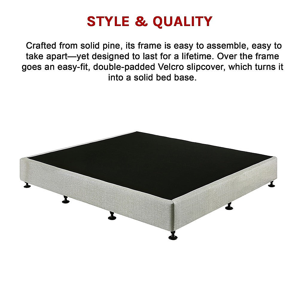 King Ensemble Bed Base Platinum Light Grey Linen Fabric