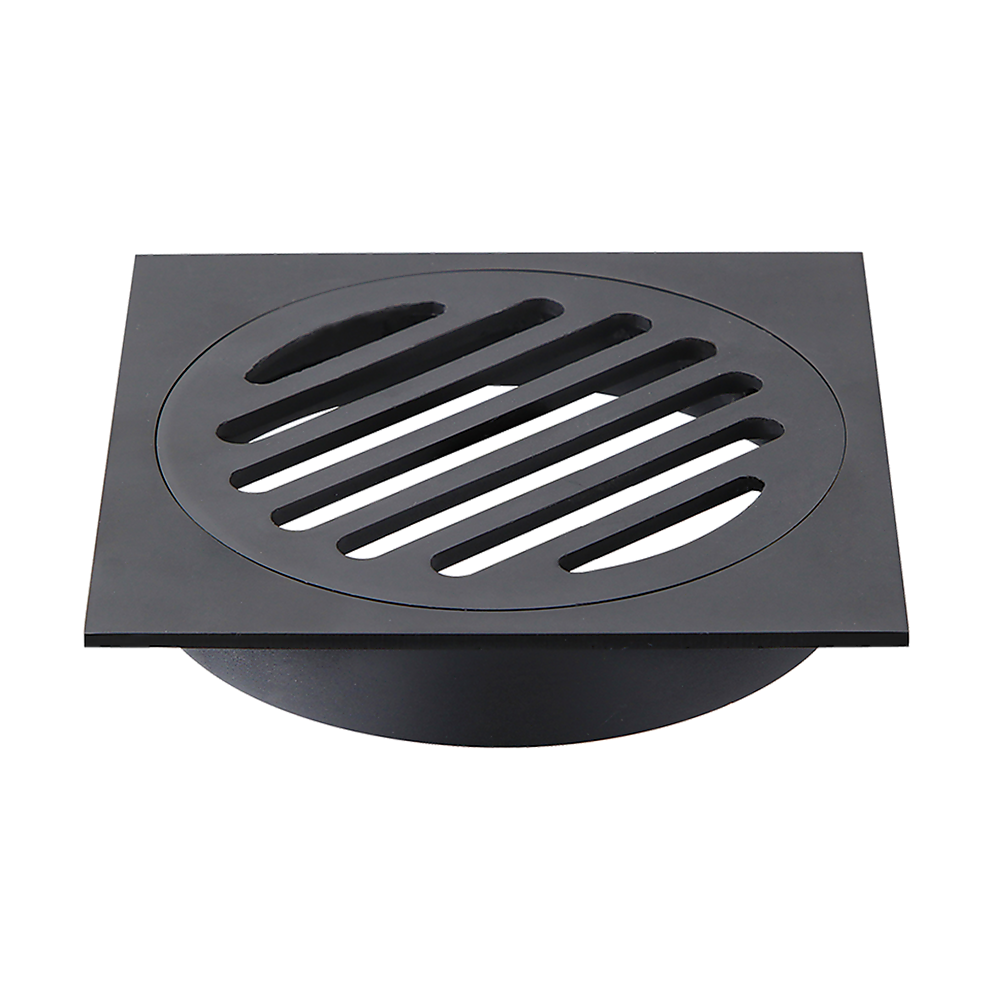 Square Black Floor Grate Drain 110 mm Full Brass Construction