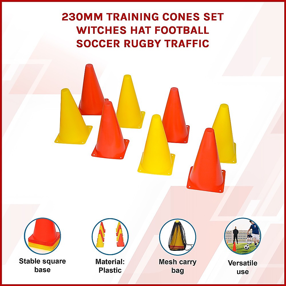 230mm Training Cones Set Witches Hat Football Soccer Rug Traffic