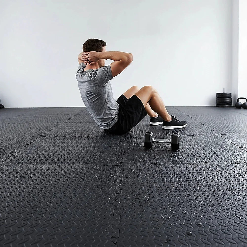 12 Tiles EVA Rubber Foam Gym Mat 60x60cm – 2.5cm Thick Fitness Flooring Set