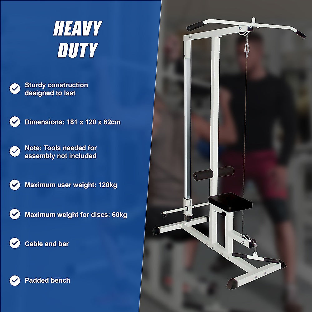 Home Fitness Multi Gym Lat Pull Down Workout Machine Bench Exercise