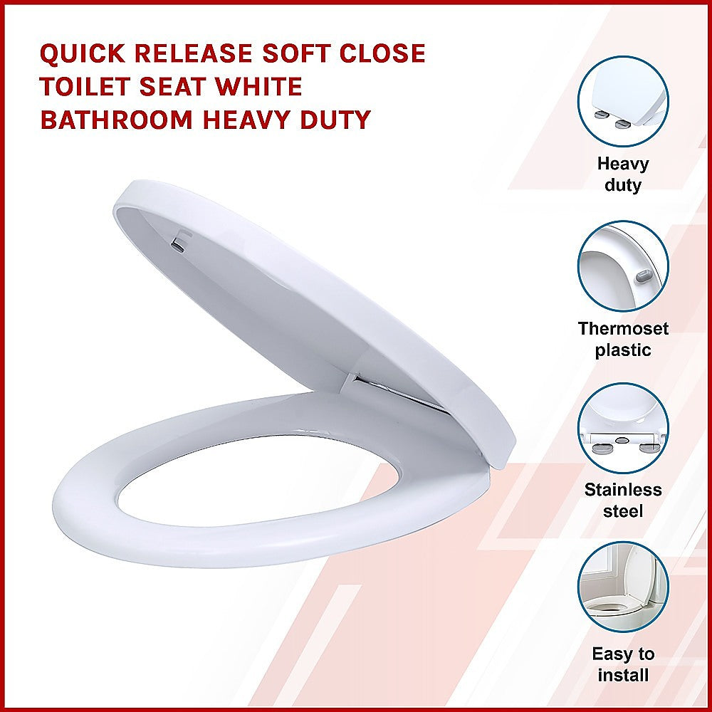 Quick Release Soft Close Toilet Seat White Bathroom Heavy Duty