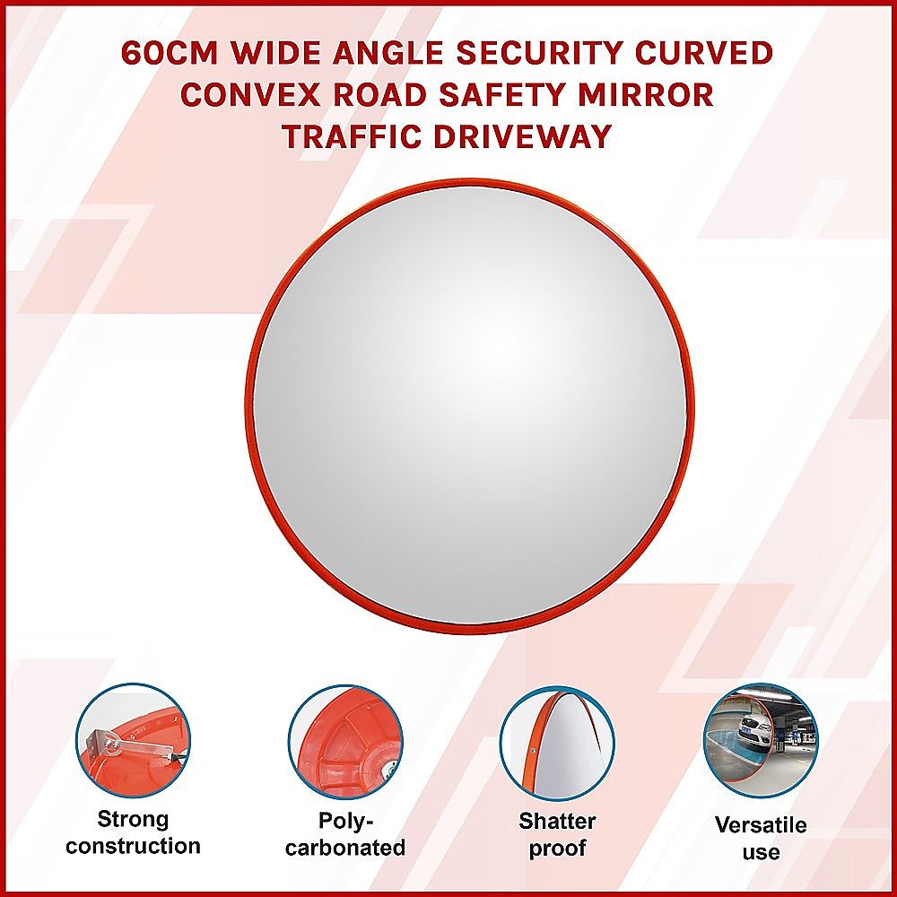 60cm Convex Traffic Safety Mirror Wide Angle for Driveway, Car Park & Security