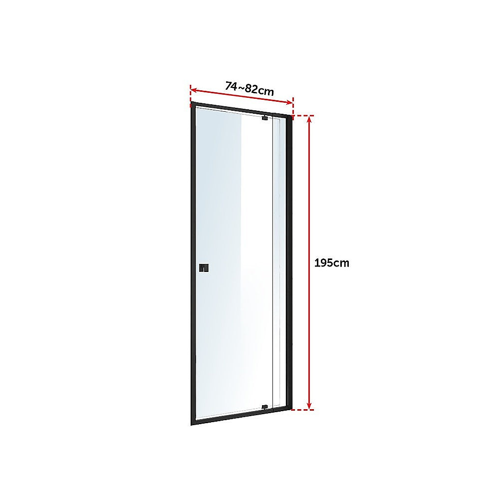 Adjustable Semi Frameless Shower Screen (74~82) x 195cm Australian Safety Glass