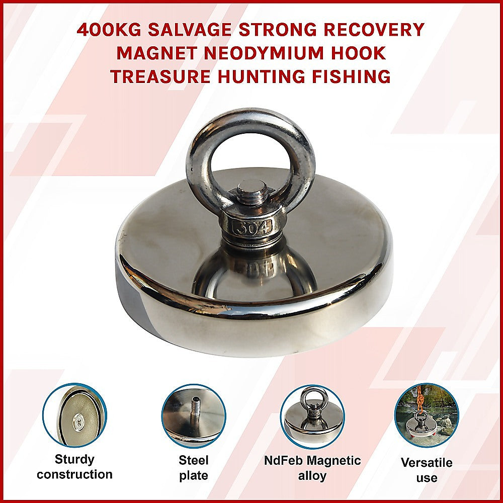 400Kg Salvage Strong Recovery Magnet Neodymium Hook Treasure Hunting Fishing