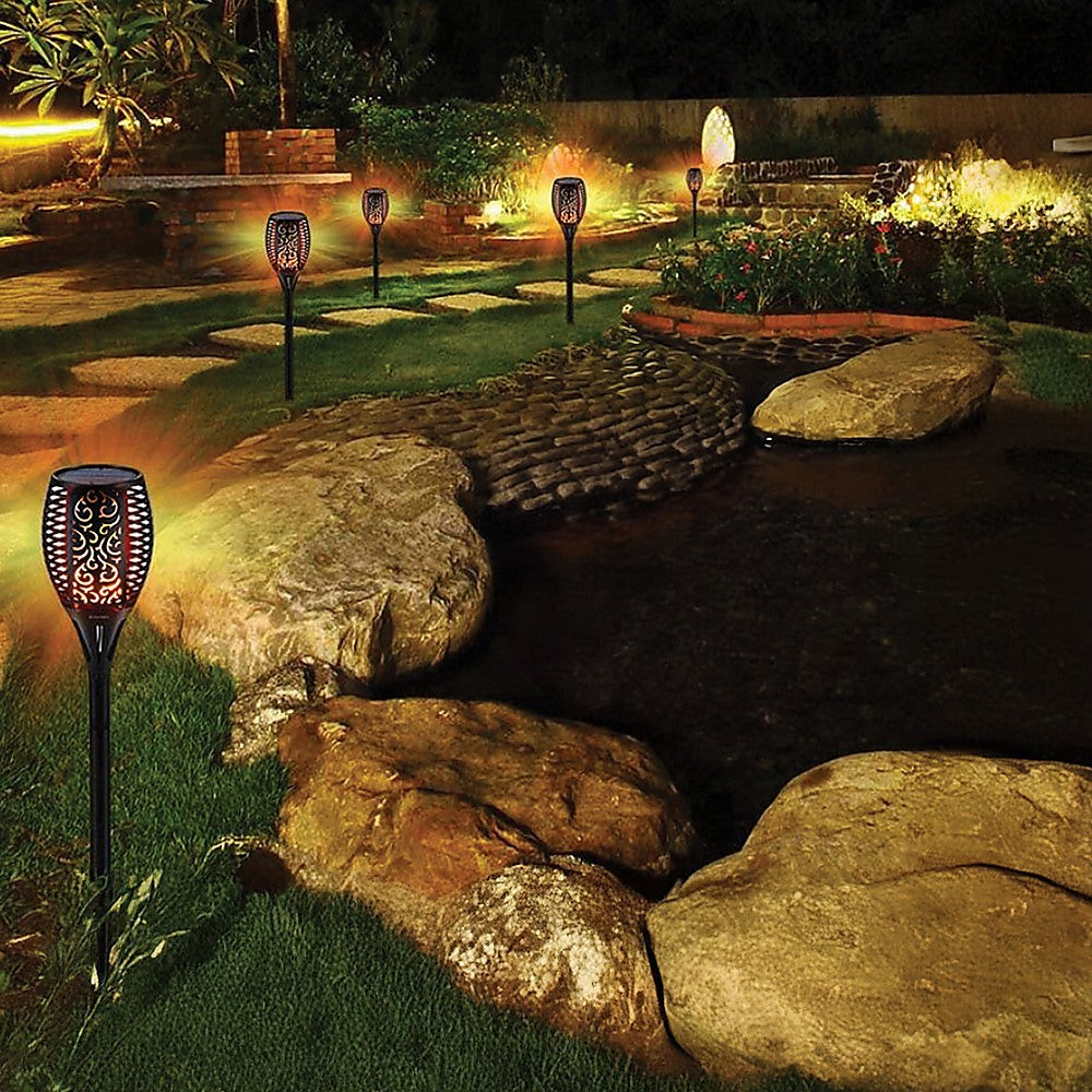 10 Pack Solar Torch Lights 96 LED Flickering Lighting Dancing Flame Garden Lamp