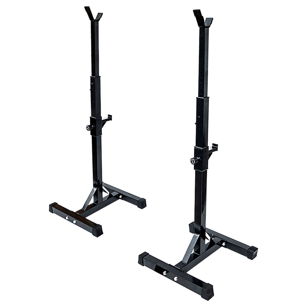 Adjustable Squat Rack Pair Steel Barbell Bench Press Stands Gym Home
