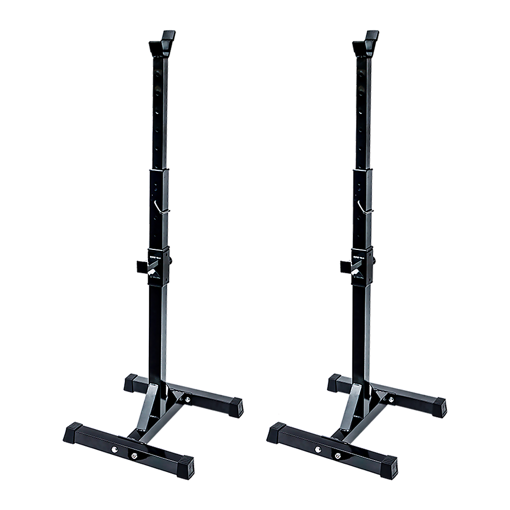 Adjustable Squat Rack Pair Steel Barbell Bench Press Stands Gym Home
