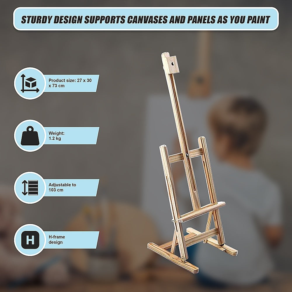 Tabletop Easel Wood Studio H-Frame Artist Art Display Painting Shop Tripod Stand Wedding