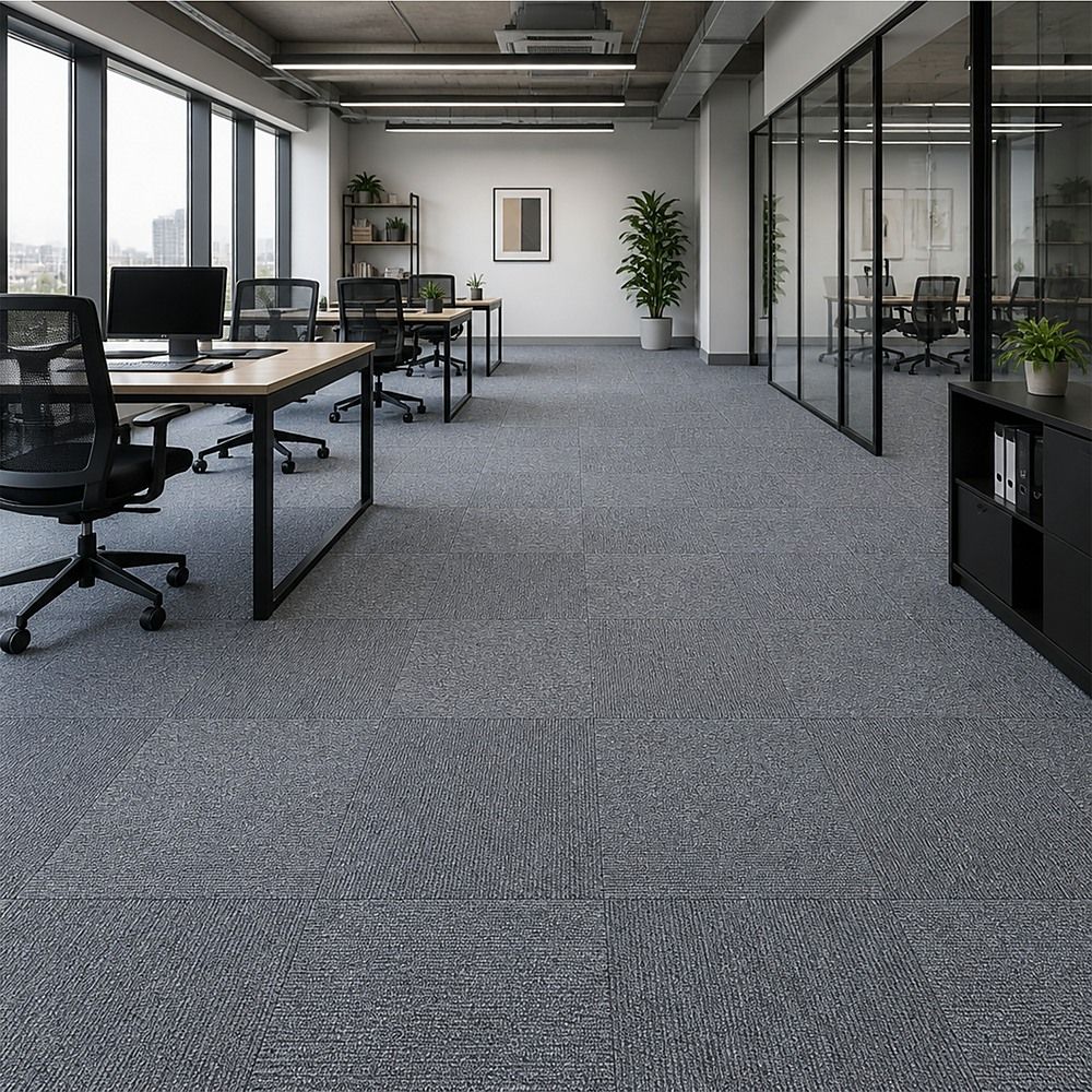 5m² Box of Premium Grey Carpet Tiles for Commercial and Home Flooring