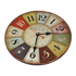 Large Colourful Wall Clock Kitchen Office Retro Timepiece