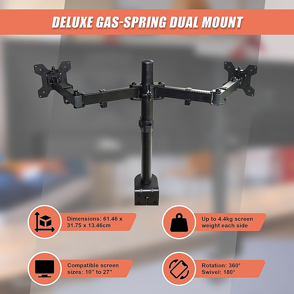 Dual LCD Monitor Desk Mount Stand Adjustable Fits 2 Screens Up To 27