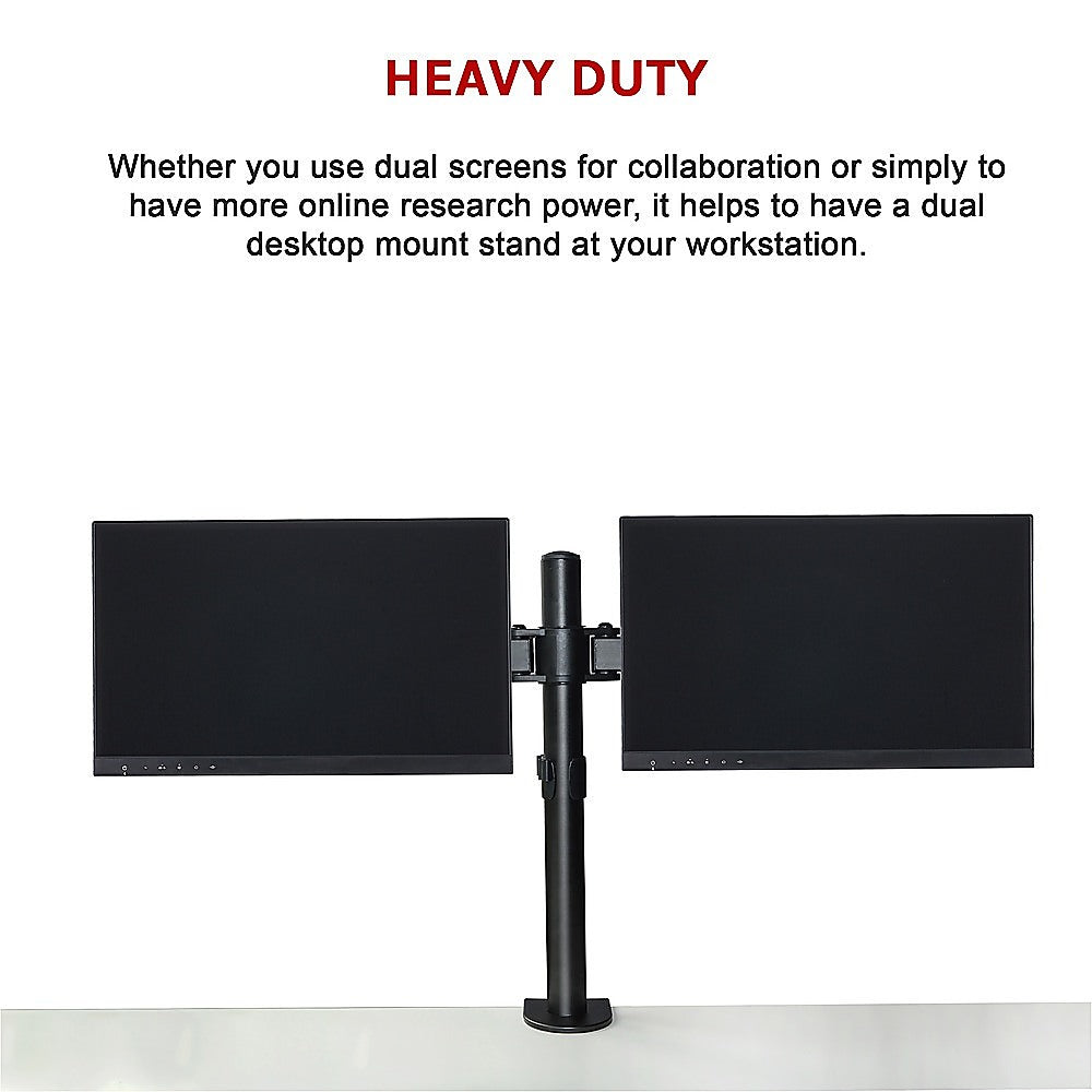 Dual LCD Monitor Desk Mount Stand Adjustable Fits 2 Screens Up To 27