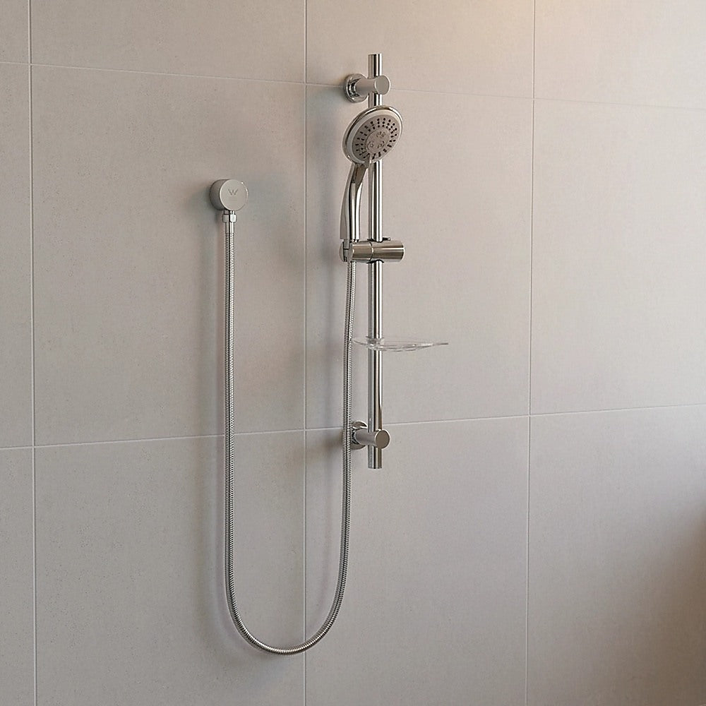 Handheld Shower Rail Set – Chrome, WELS 3‑Star, Stainless Steel Rail