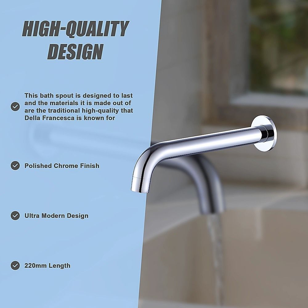 220mm Bath Spout Polished Chrome Ultra Modern Bathroom Tapware