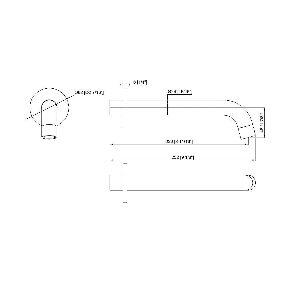 220mm Bath Spout Polished Chrome Ultra Modern Bathroom Tapware