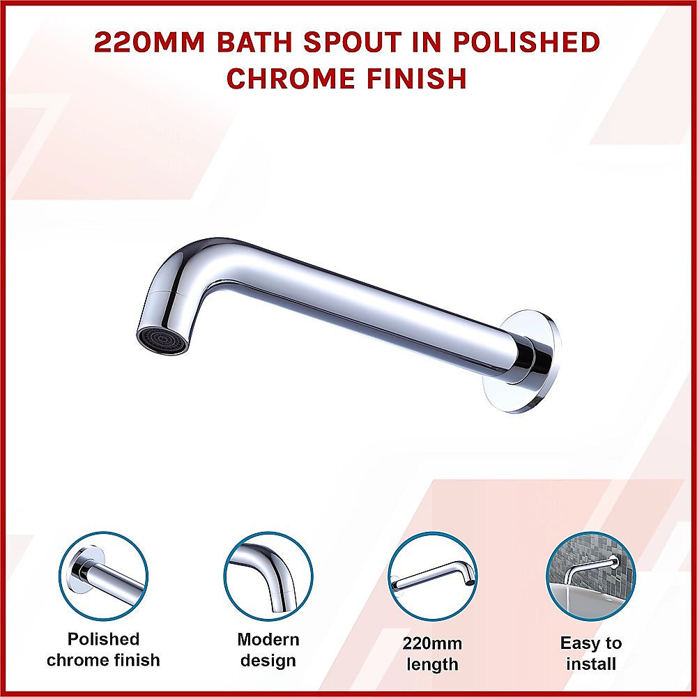 220mm Bath Spout in Polished Chrome Finish