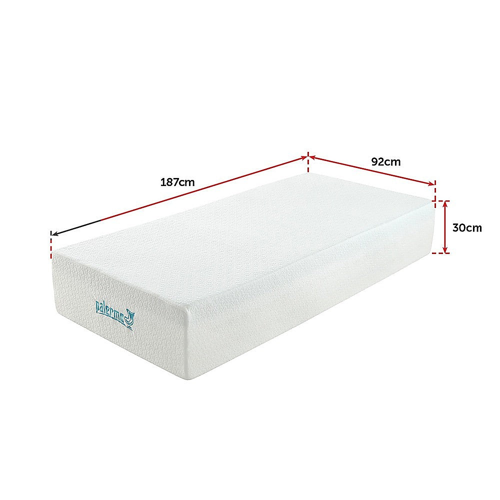 Single 30cm Green Tea Memory Foam Mattress – Cooling Comfort with CertiPUR-US® Certified Foam